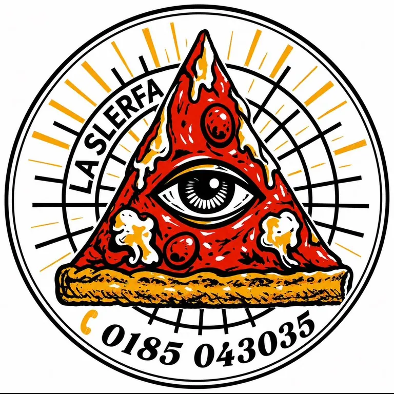 Logo La Slerfa, fetta di pizza con occhio